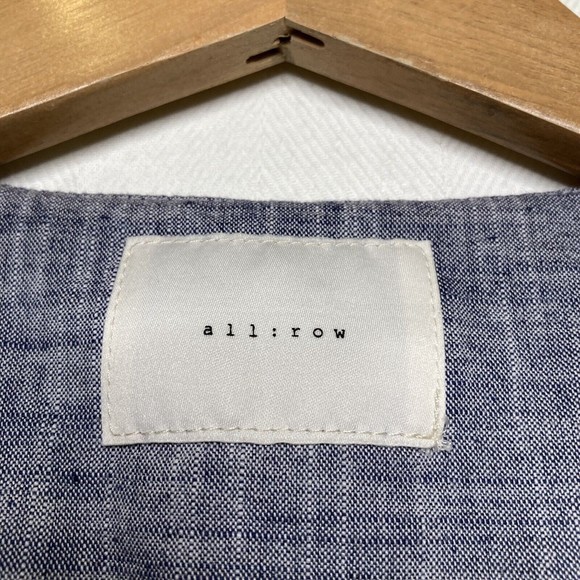 Allrow Blue Linen Cotton Blend Scalloped Sleeve Blouse Size Small - Picture 12 of 12